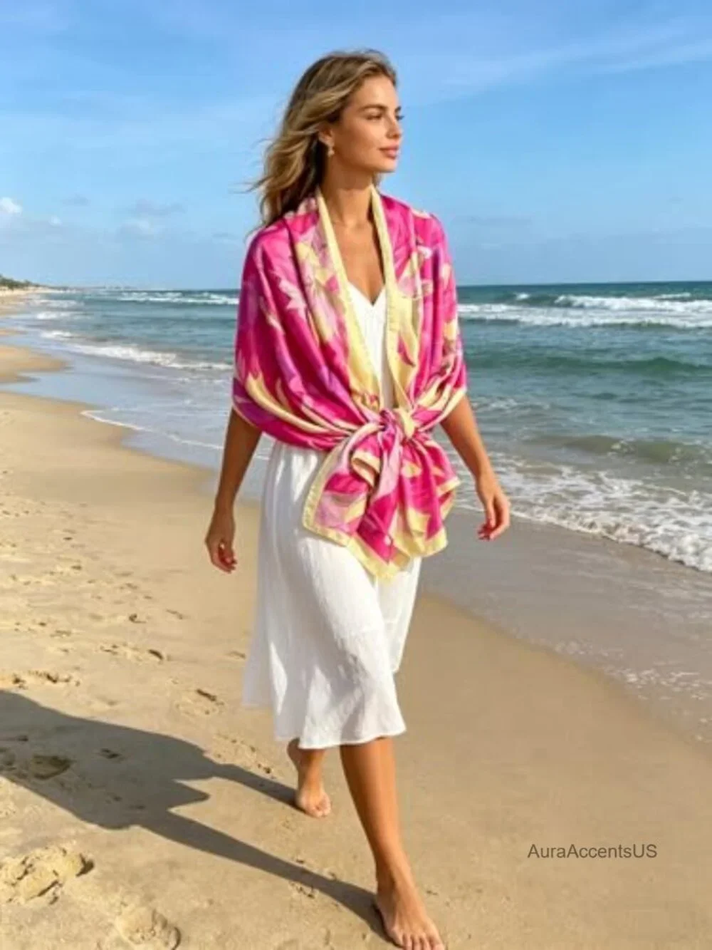 Oversized Luxury Silk Scarf Long Satin Fashion Shawl Wrap